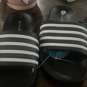 Sole Society Black and White Slide Sandals